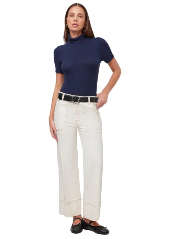 Natural Patch Pocket Cuffed Jeans by Fifteen Twenty