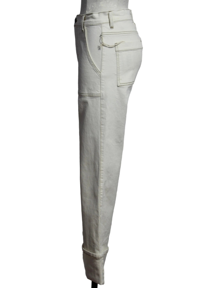 side view of Natural Patch Pocket Cuffed Jeans by Fifteen Twenty