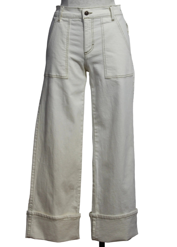 Natural Patch Pocket Cuffed Jeans by Fifteen Twenty