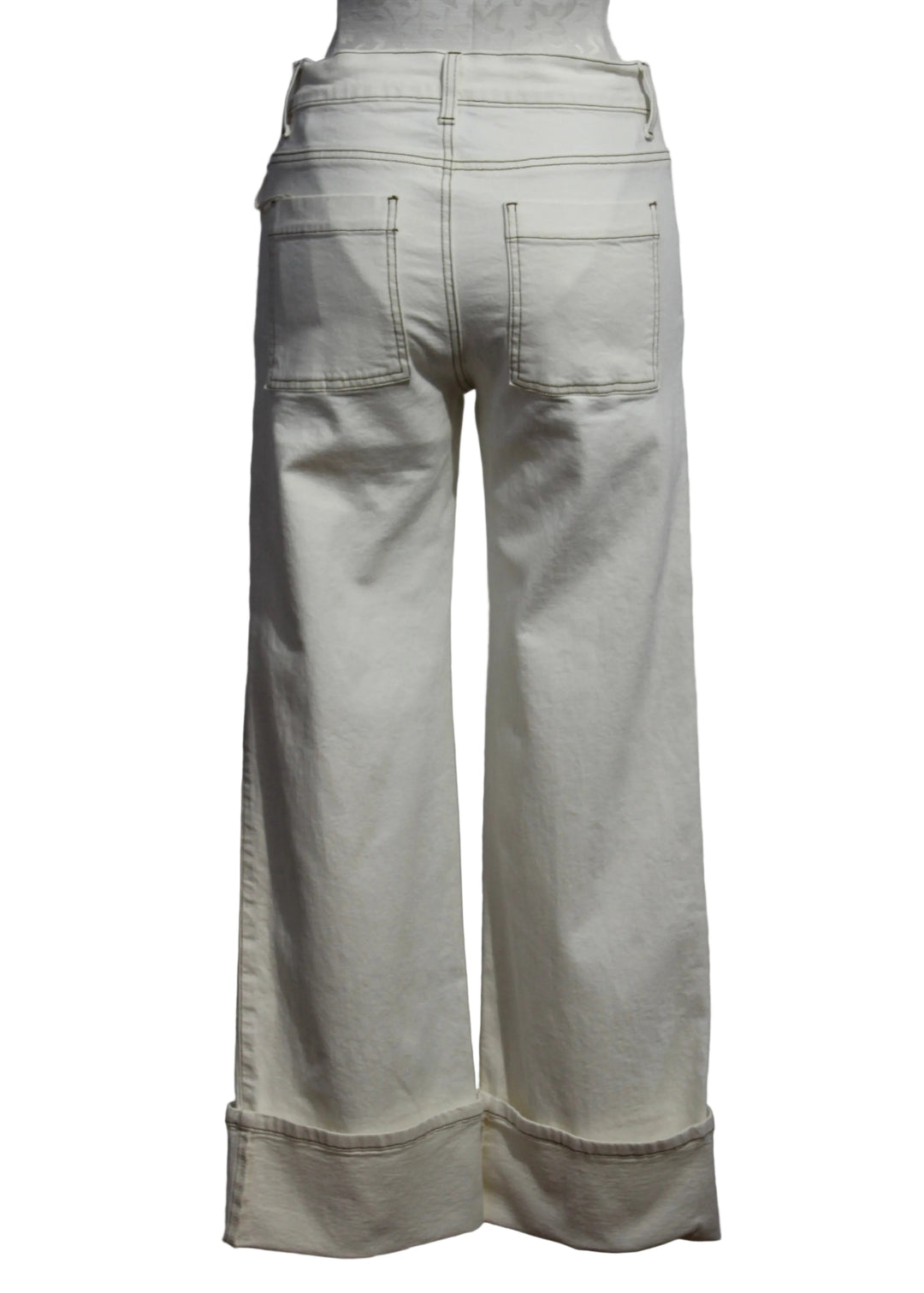back view of Natural Patch Pocket Cuffed Jeans by Fifteen Twenty