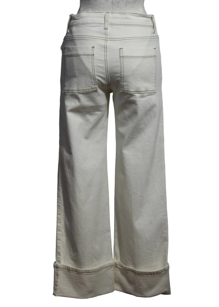back view of Natural Patch Pocket Cuffed Jeans by Fifteen Twenty