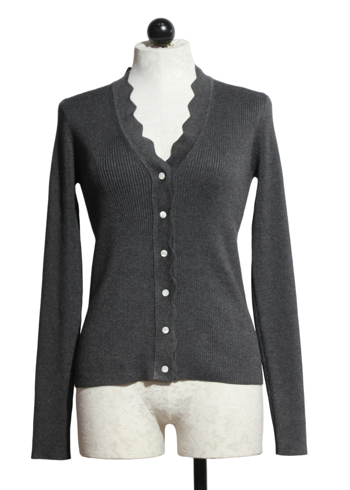 The Charcoal Bliss Scallop Edge Cardigan by Fifteen Twenty