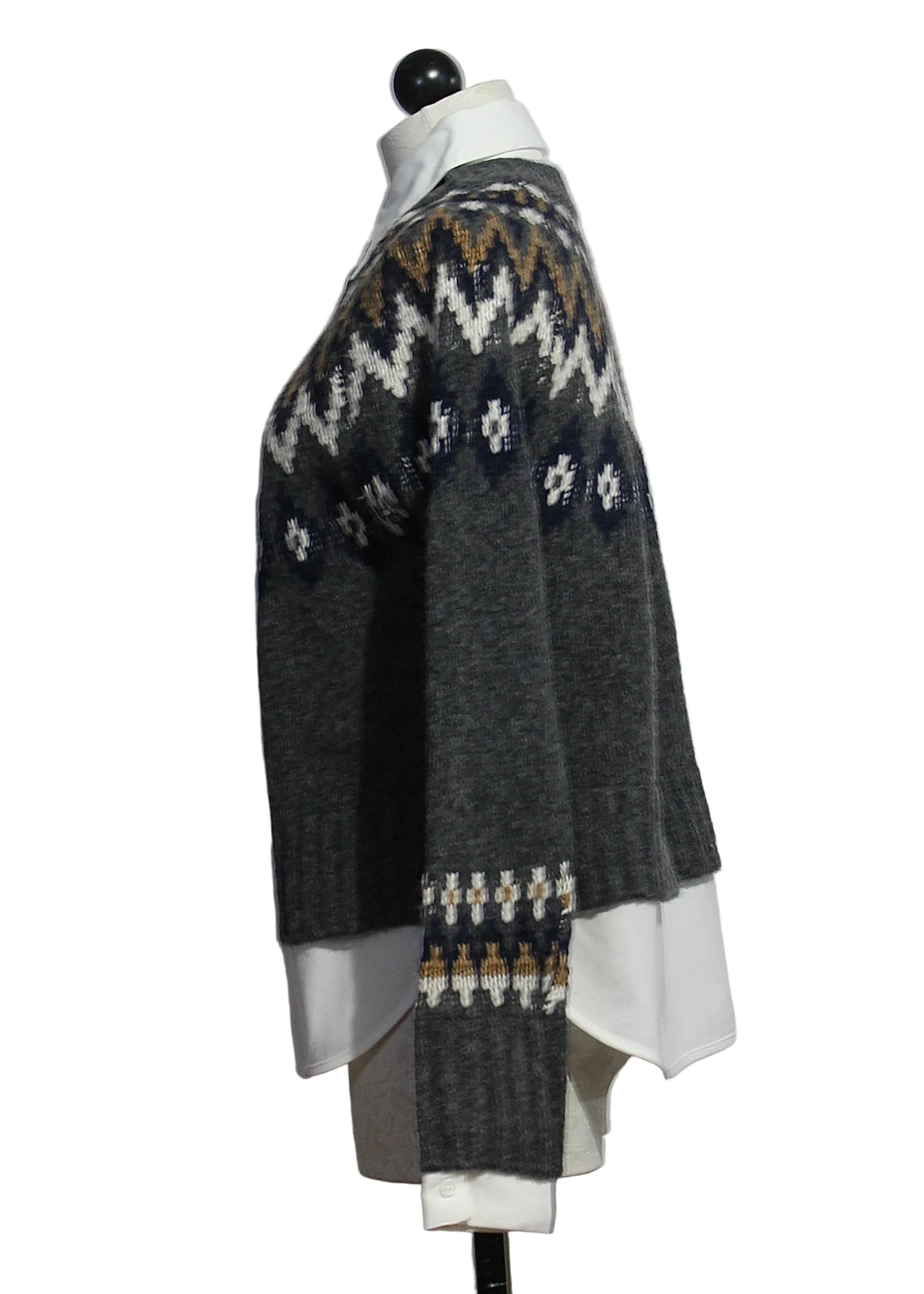 side view of Alina Mixed Media Cardigan by Fifteen Twenty