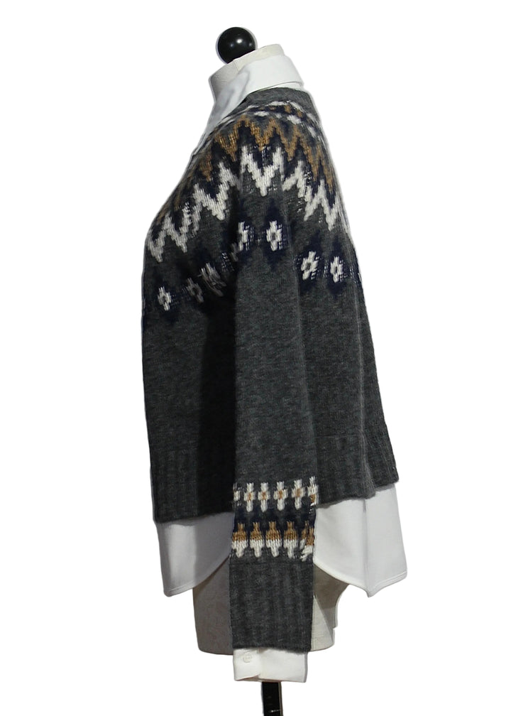 side view of Alina Mixed Media Cardigan by Fifteen Twenty