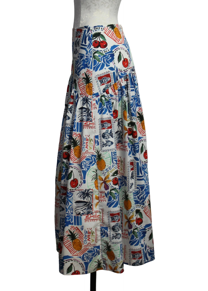 side view of Vicki Skirt by Marie Oliver in the Postcard Print