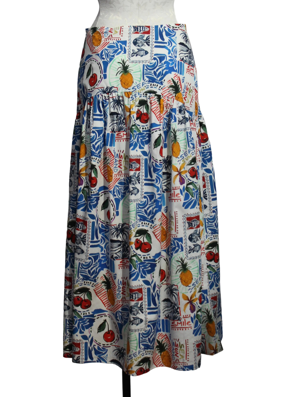 back view of Vicki Skirt by Marie Oliver in the Postcard Print