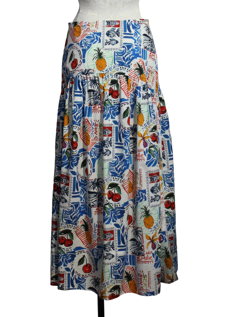 back view of Vicki Skirt by Marie Oliver in the Postcard Print