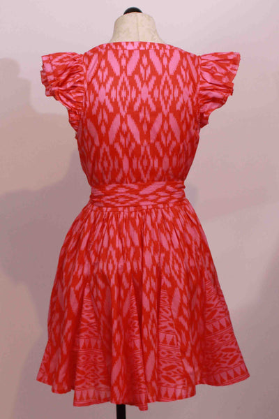 back view of Jaipur Ikat Print Lela Mini Dress by Cleobella 