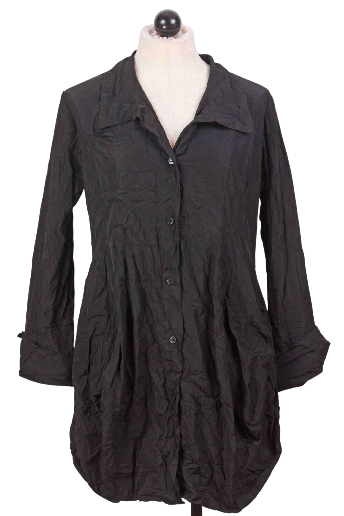 Black Crushed 6 Button Jacket by Reina Lee