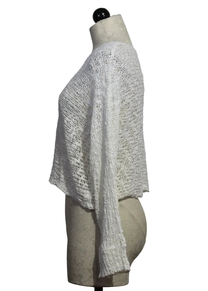 side view of White Soho Pullover by Island Tribe Knits