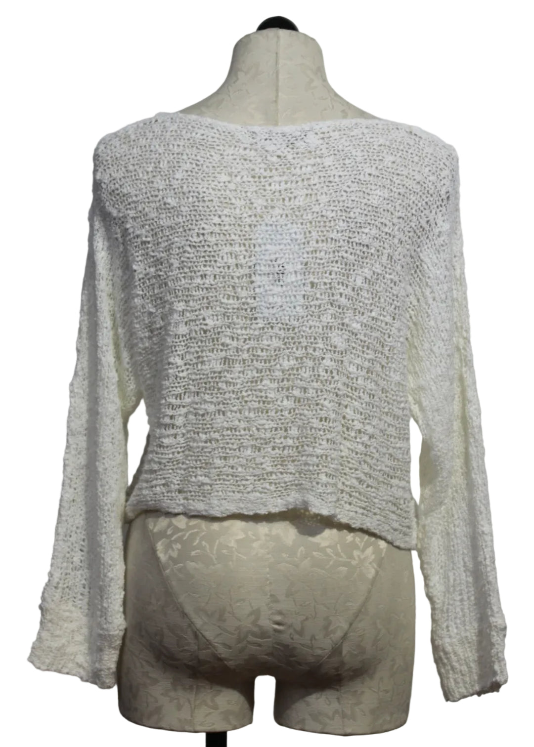 back view of White Soho Pullover by Island Tribe Knits