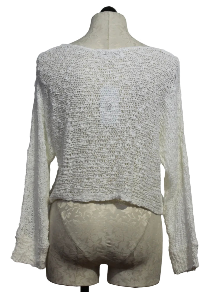 back view of White Soho Pullover by Island Tribe Knits