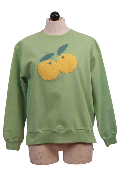 Green Oversized Lemon Applique Sweatshirt by Compania Fantastica