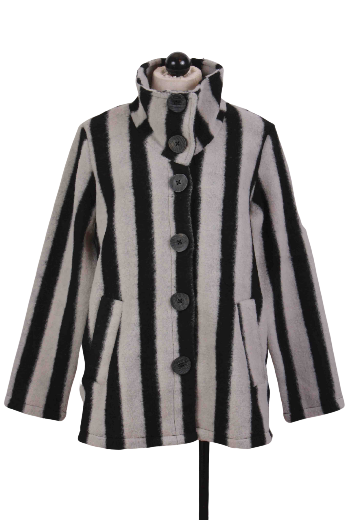 black and sand Earn Stripes Swing Coat by Liv by Habitat
