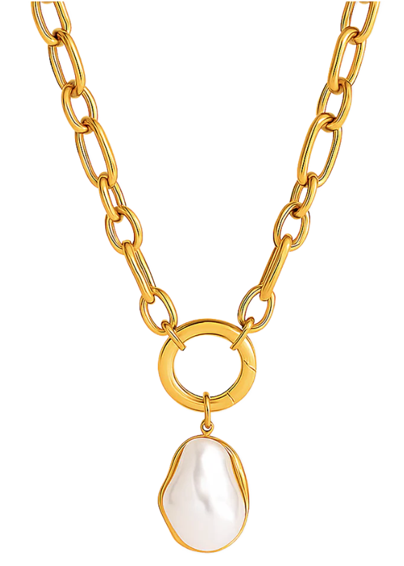 Gold Langston Baroque Pearl Pendant Necklace by Ellie Vail