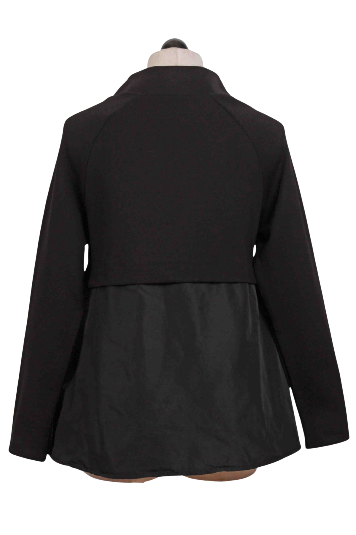 back view of black Funnel Neck Robin Tunic Top by Kozan