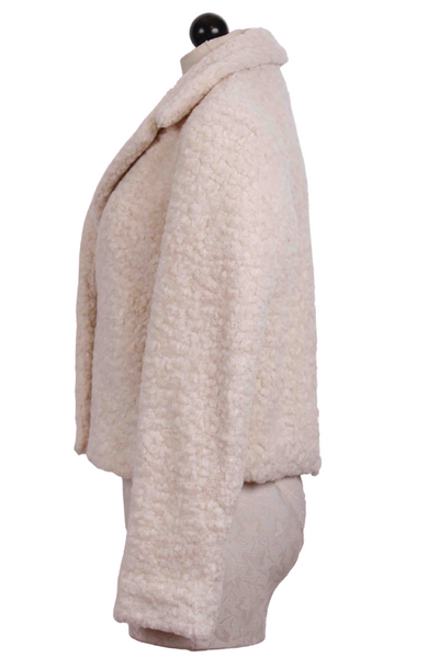 side view of natural Cropped Sherpa Jacket by Fifteen Twenty