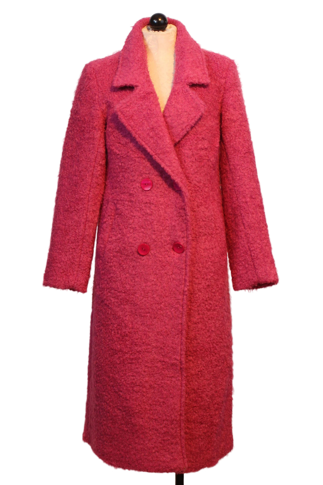 Raspberry Textured Wool Coat by Alison Sheri