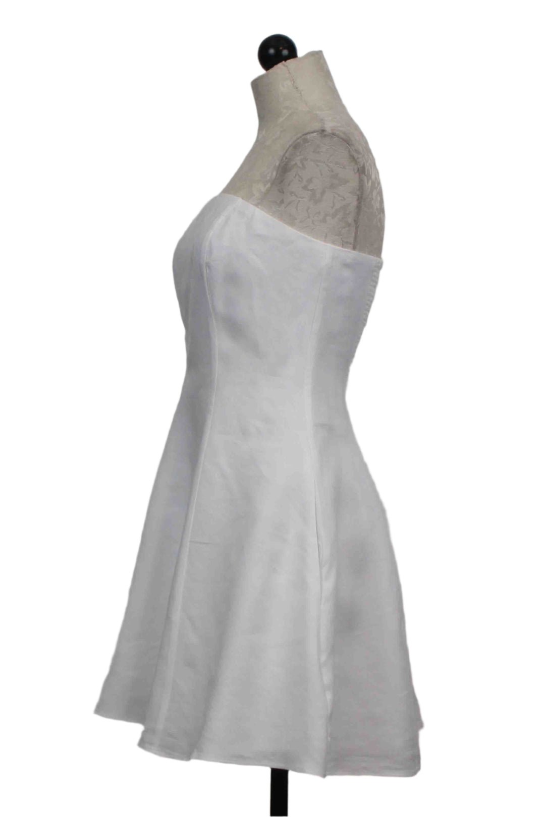 side view of Bright White The Favorite Mini Linen Dress by Favorite Daughter 