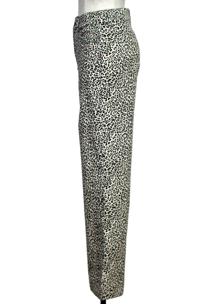 Side view of Livvy High-Rise Corduroy Pants in a tiny Leopard print by Fifteen Twenty