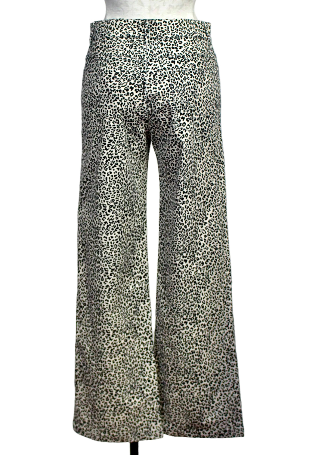 Back view of Livvy High-Rise Corduroy Pants in a tiny Leopard print by Fifteen Twenty