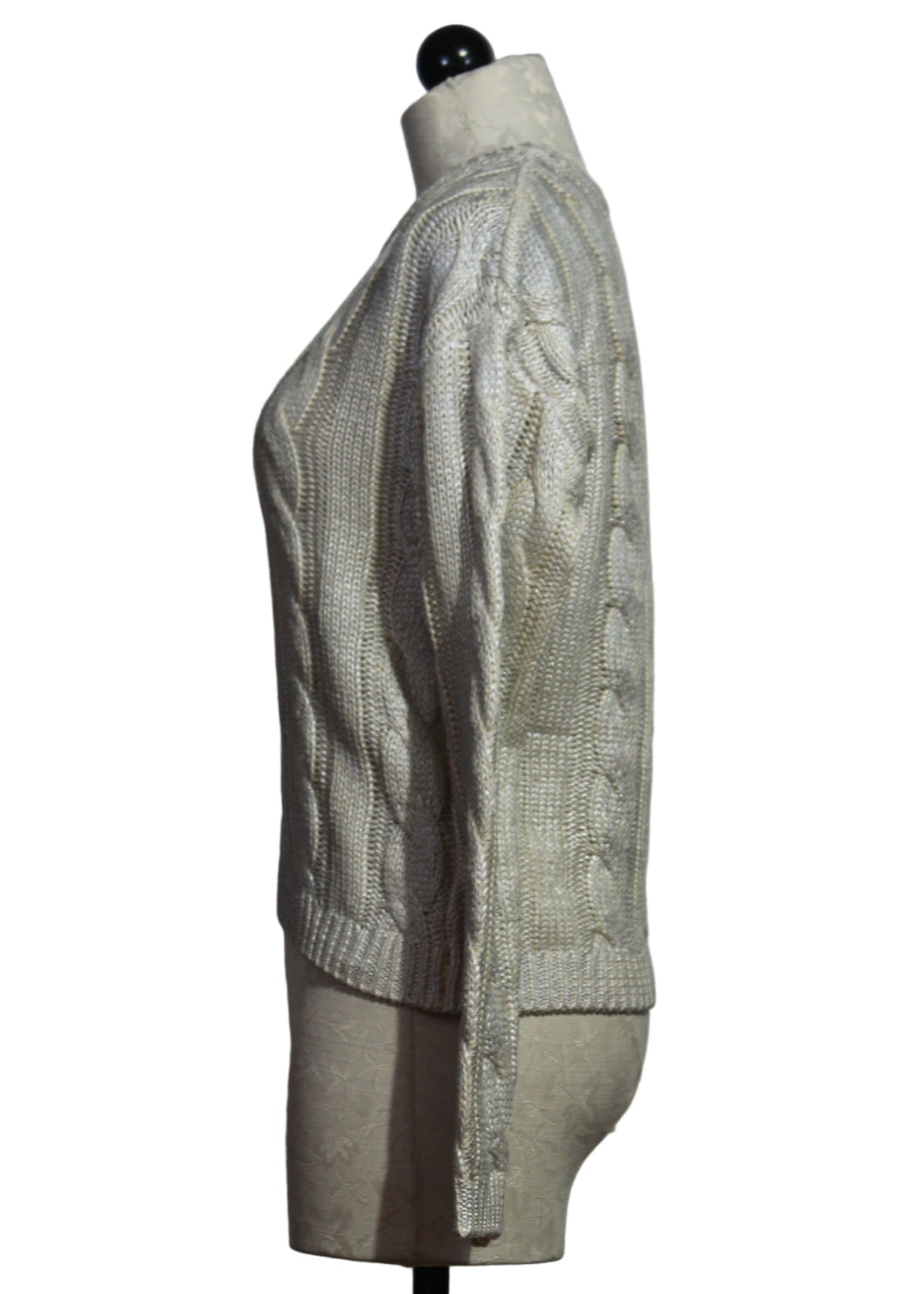 Side view of Silver Levie Metallic Sweater by Fifteen Twenty