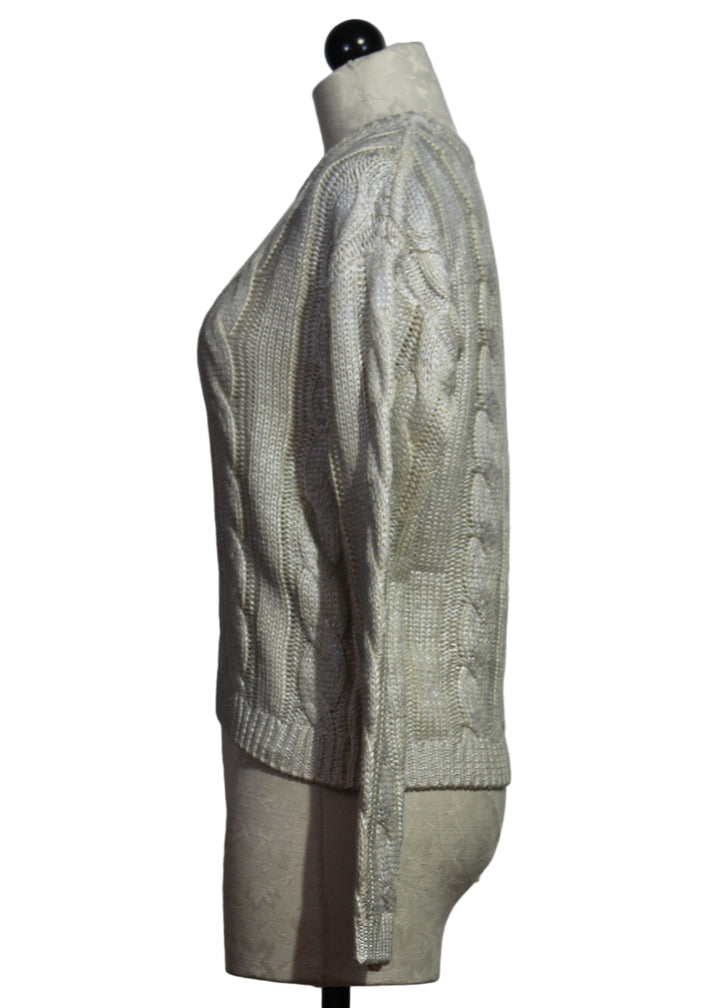 Side view of Silver Levie Metallic Sweater by Fifteen Twenty