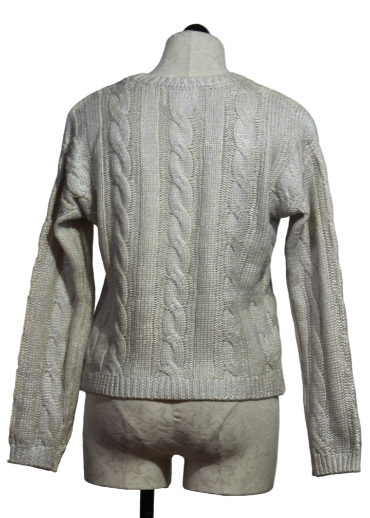 back view of Silver Levie Metallic Sweater by Fifteen Twenty