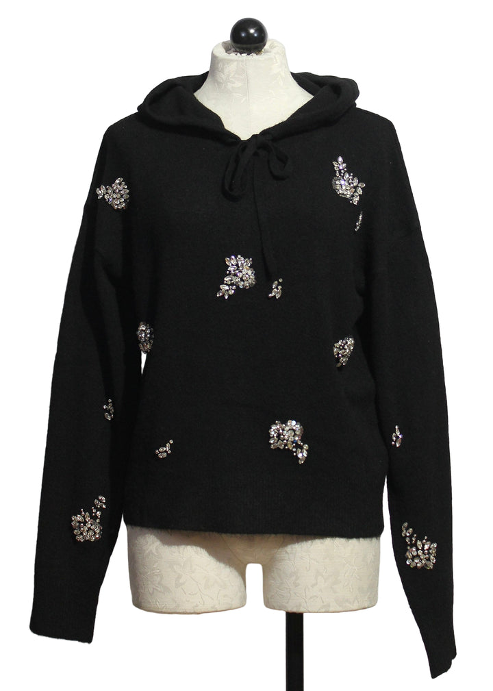 Black Krystal Embellished Hoodie by Fifteen Twenty