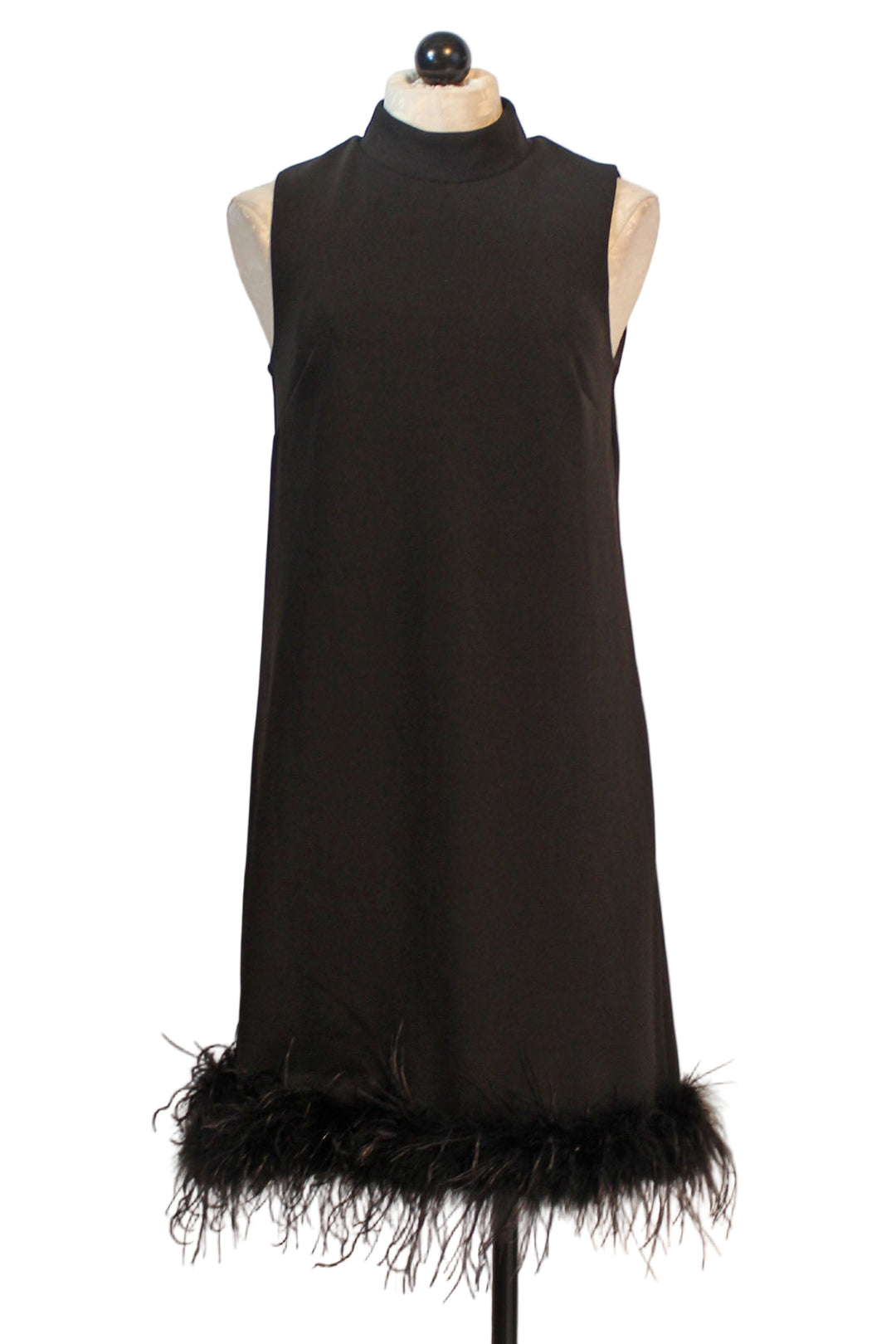 Black Sleeveless Feathered Hem Dress by Compli K