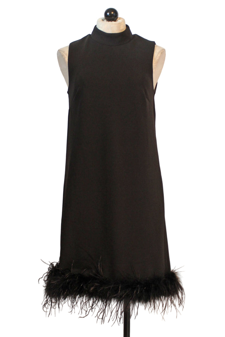 Black Sleeveless Feathered Hem Dress by Compli K