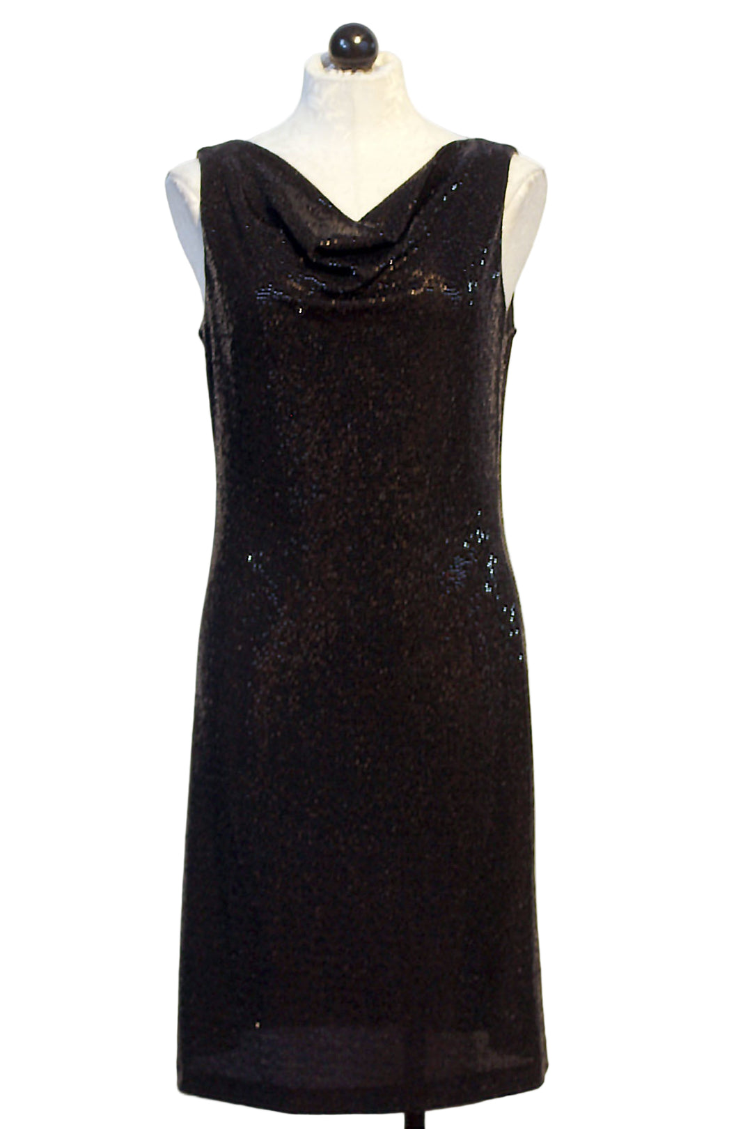 Black Sleeveless Sequined Cowl Neck Dress by Compli K