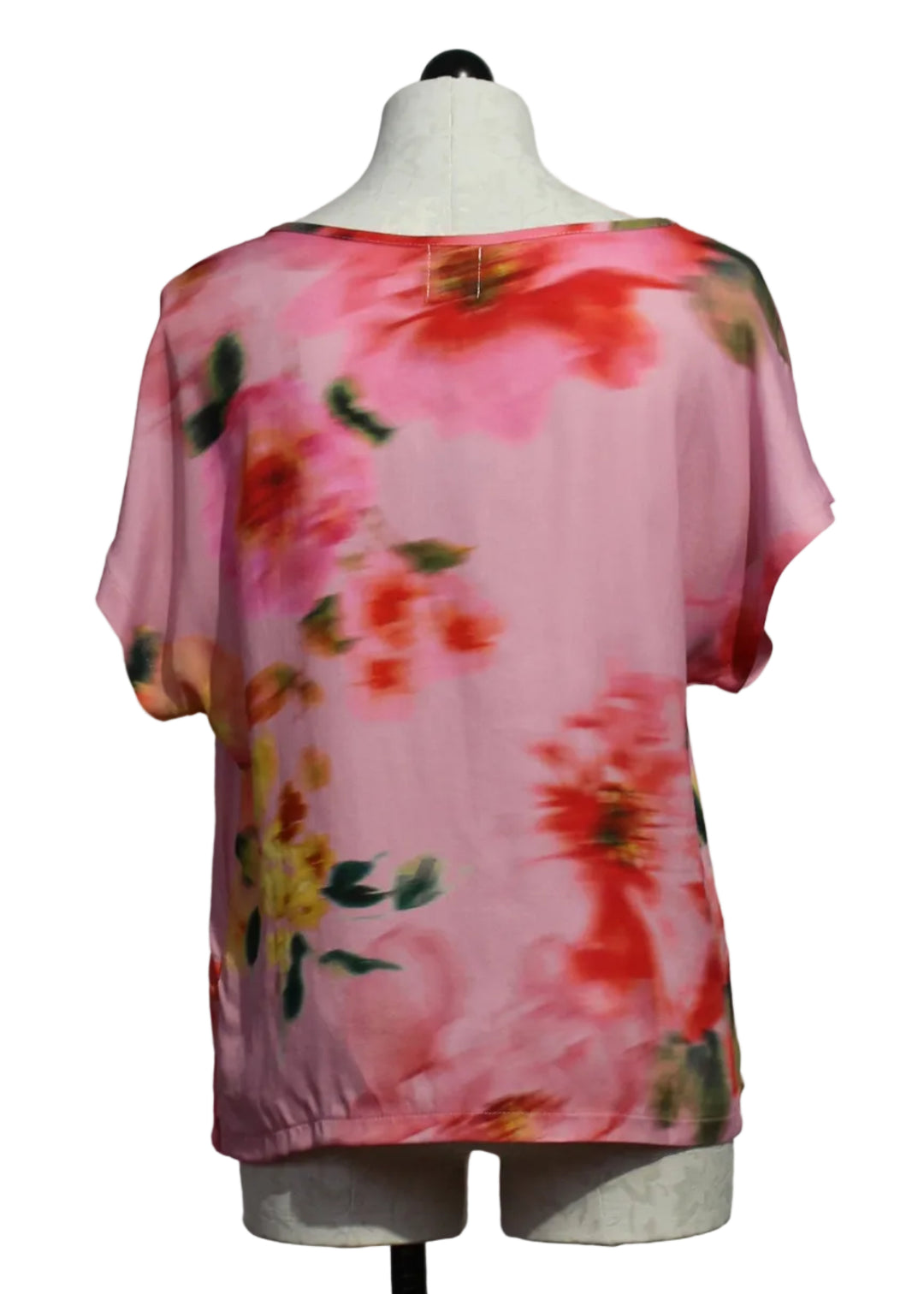 back view of Pink Faded Floral Cap Sleeve Top by Aldo Martins