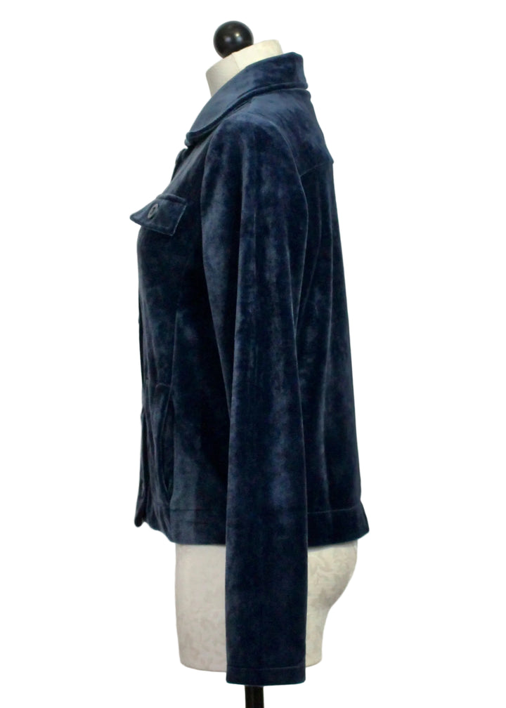 Side view of Marino Blue Velvet Jacket by Aldo Martin