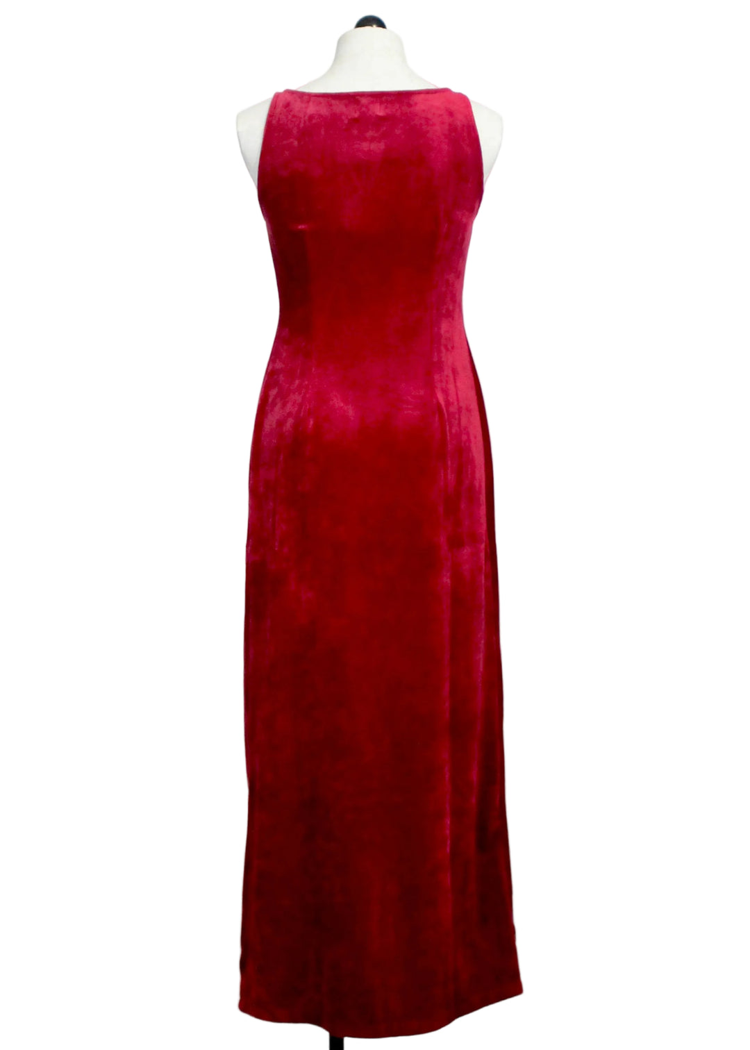 Back view of The Sleeveless Velvet Maxi Dress by Aldo Martins in Garnet