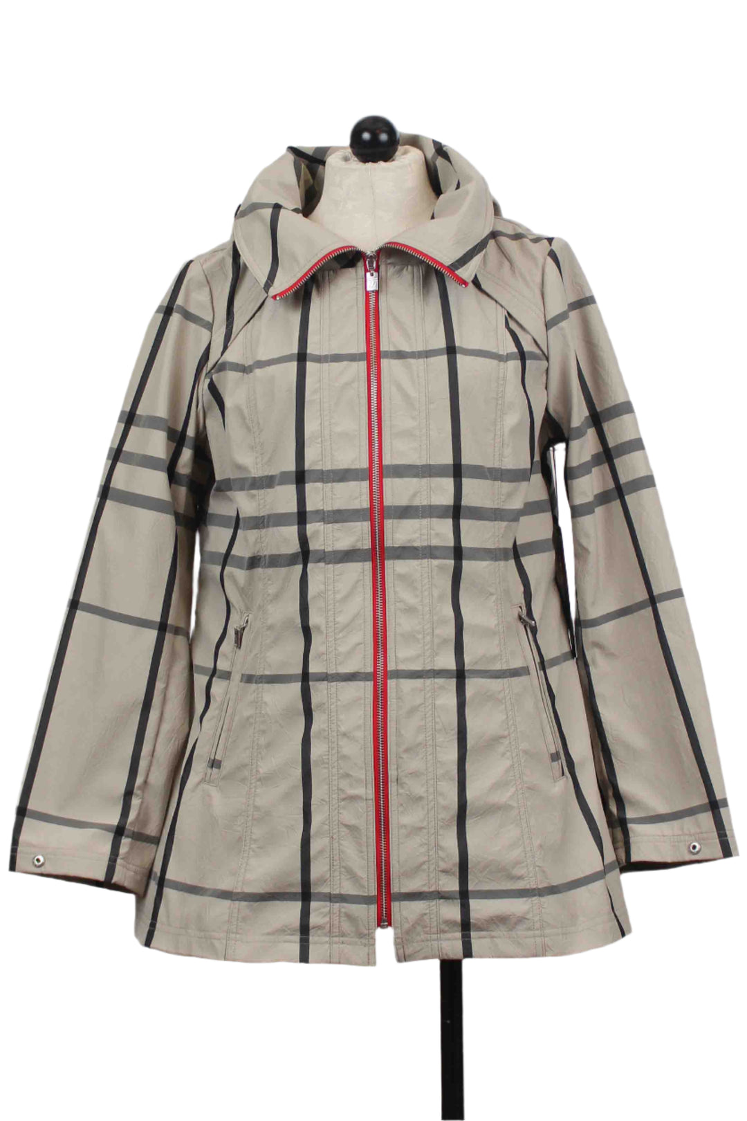 Beige/Black Plaid Zip-Front Anorak by UBU Clothing