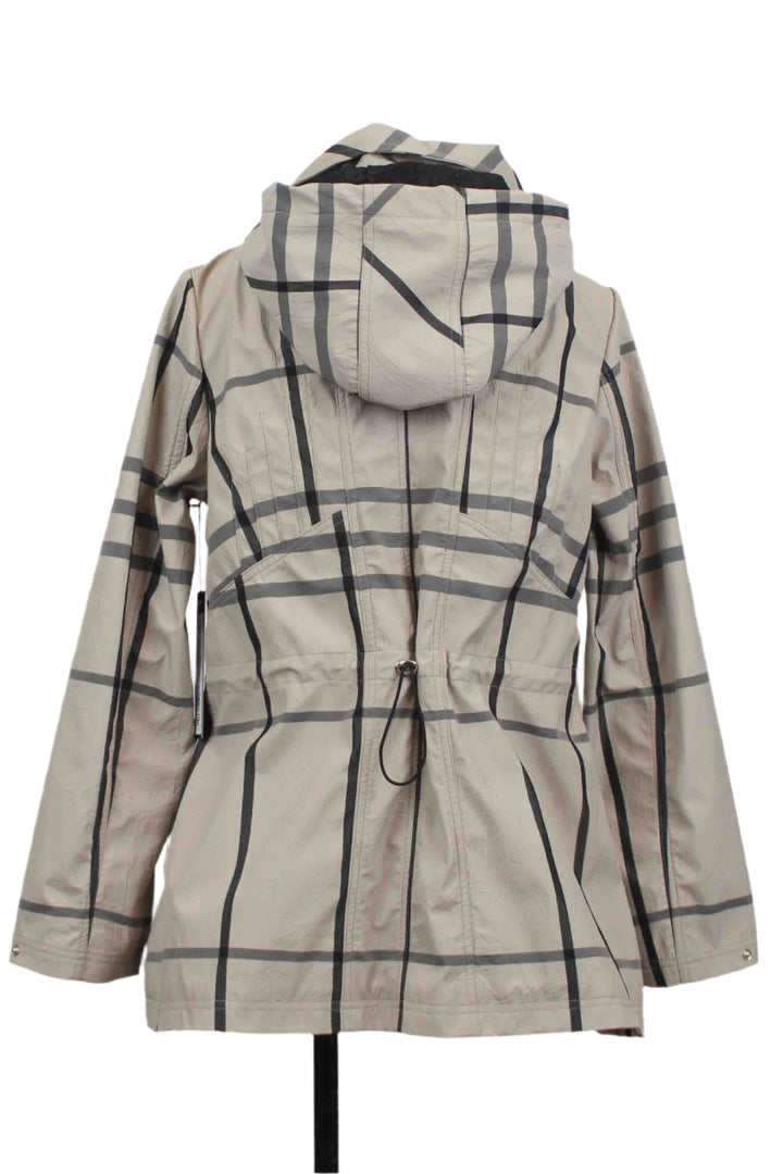 back view of Beige/Black Plaid Zip-Front Anorak by UBU Clothing