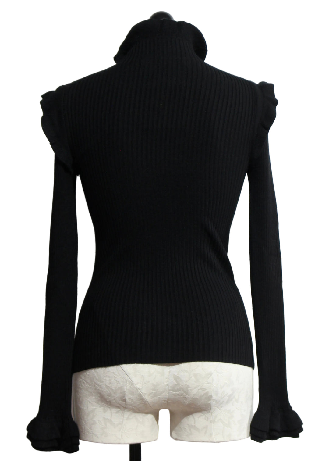 Back view of the BLACK ribbed Tinley Turtleneck by Marie Oliver