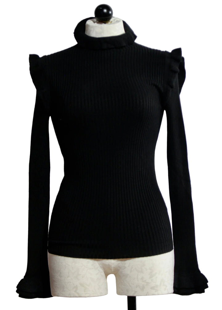 The BLACK ribbed Tinley Turtleneck by Marie Oliver