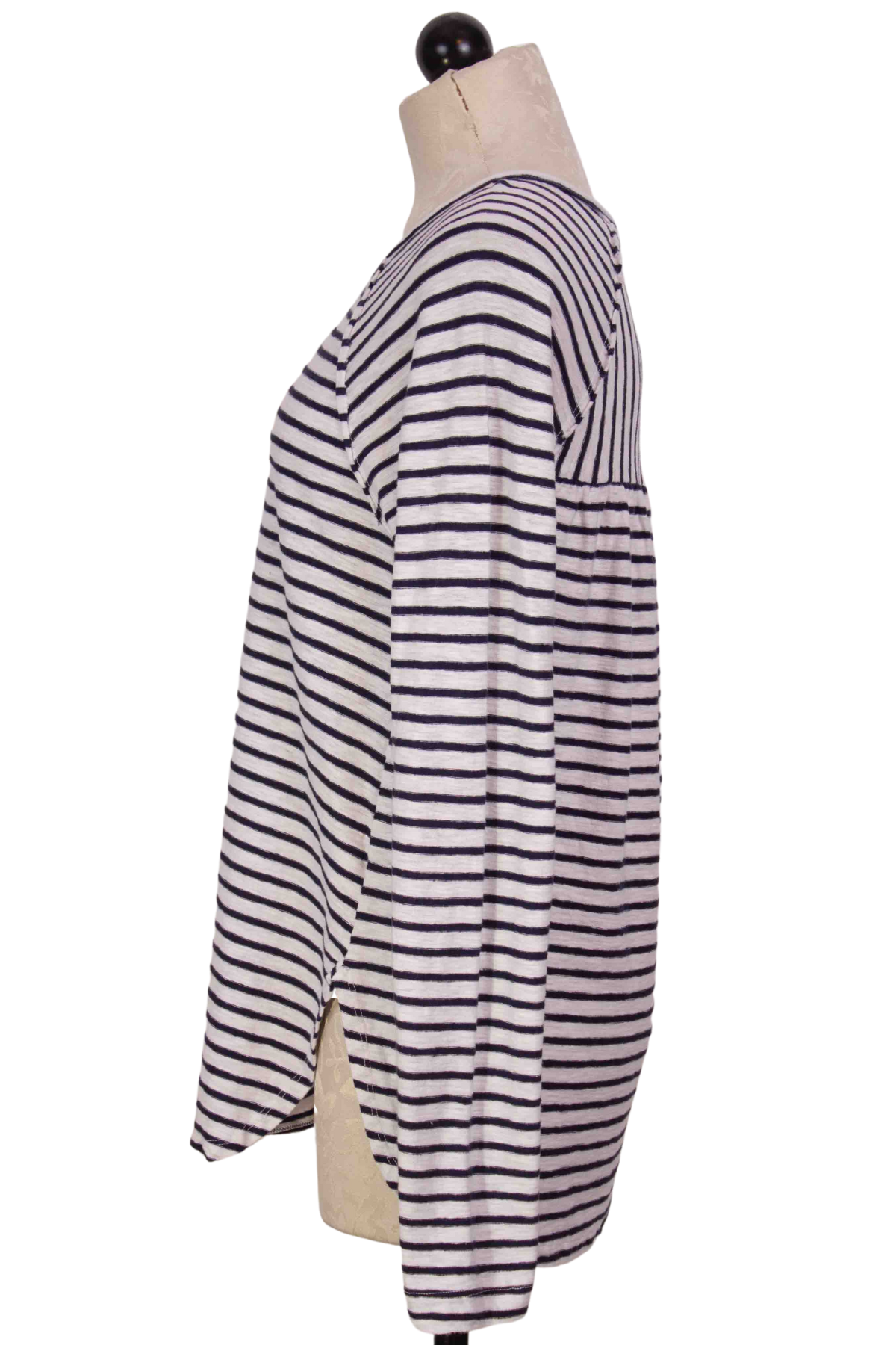 side view of Striped Ruched Back Top by Cut Loose