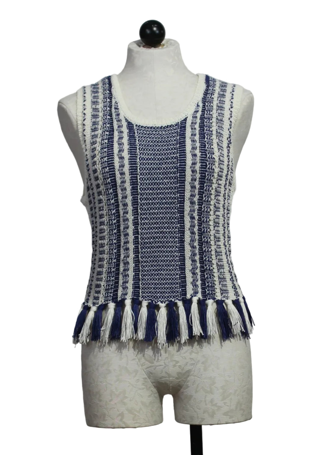 Navy and White Collins Tank by Marie Oliver 