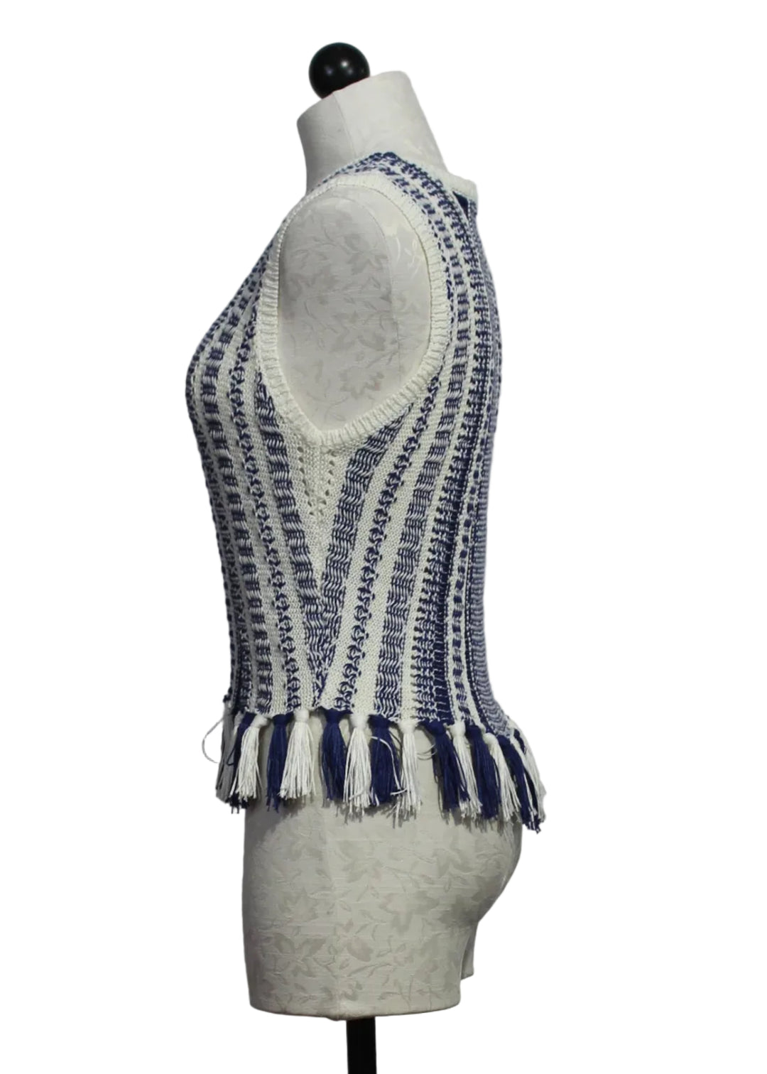 side view of Navy and White Collins Tank by Marie Oliver 