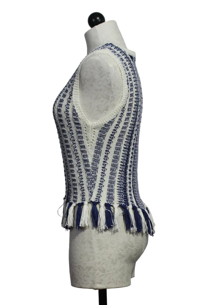 side view of Navy and White Collins Tank by Marie Oliver 
