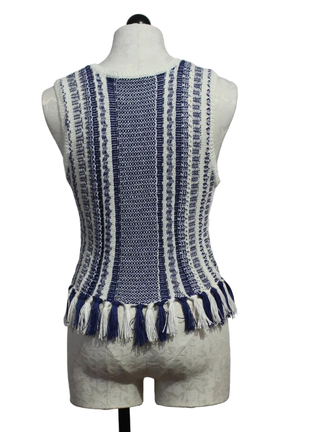 back view of Navy and White Collins Tank by Marie Oliver 