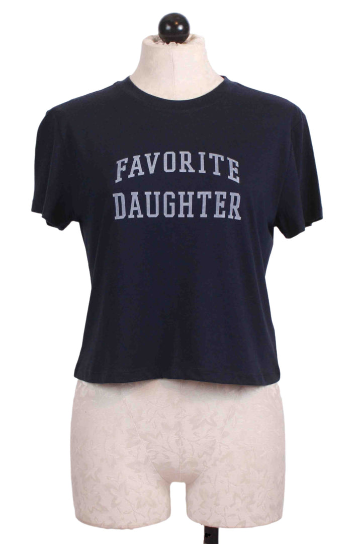 Navy Favorite Daughter Cropped Collegiate Tee by Favorite Daughter