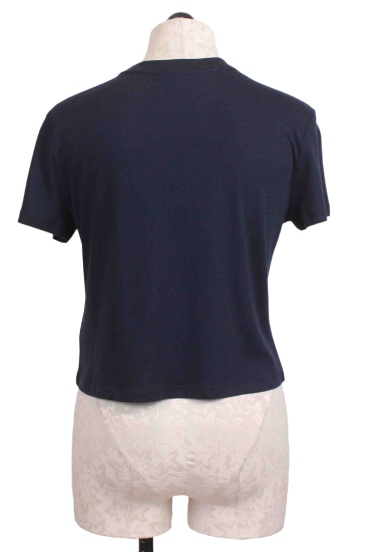 back view of Navy Favorite Daughter Cropped Collegiate Tee by Favorite Daughter