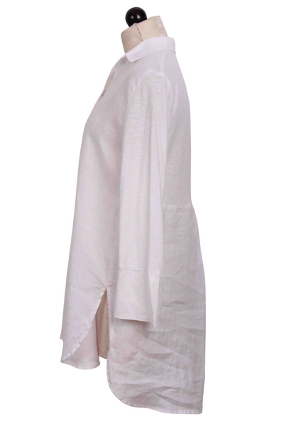 side view of White Button Down Easy Shirt by Cut Loose