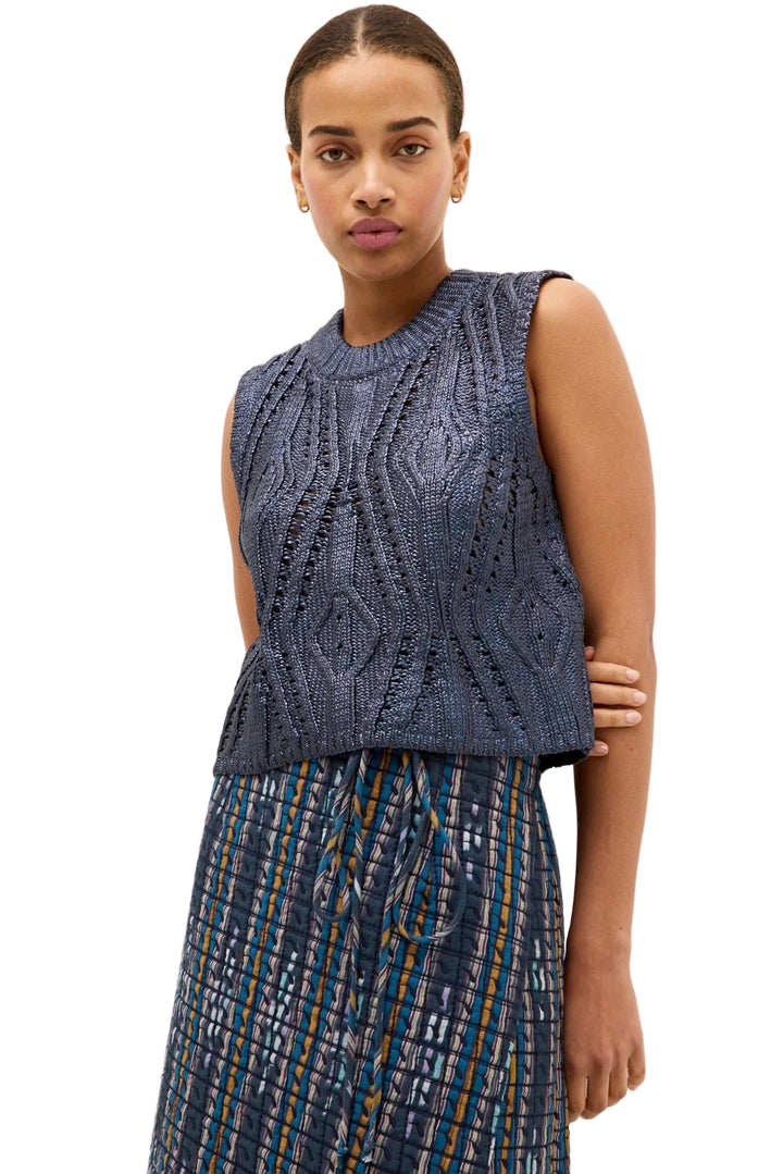 model wearing the MCGUIRE TOP by Marie Oliver in Naval