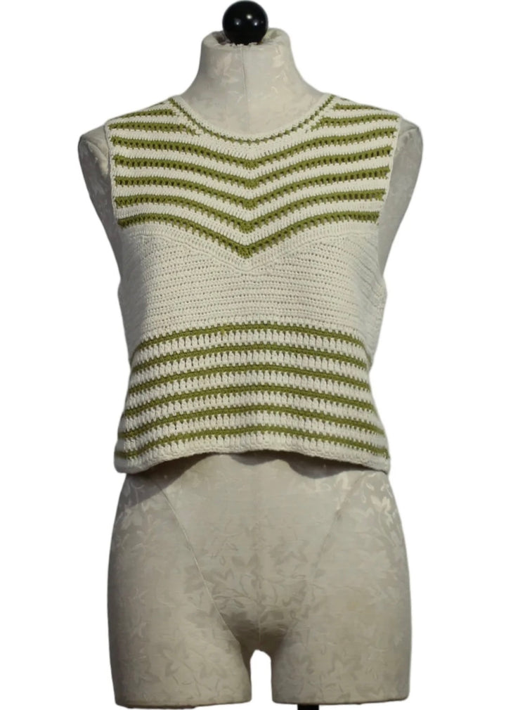 Striped Sleeveless Knit Cass Top by Marie Oliver in the Spinnaker color