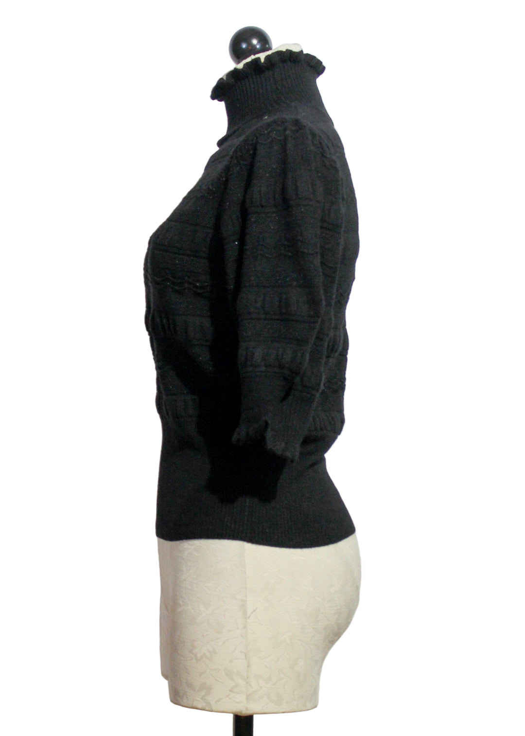 Side view of the Black Short Sleeve Orna Top by Marie Oliver